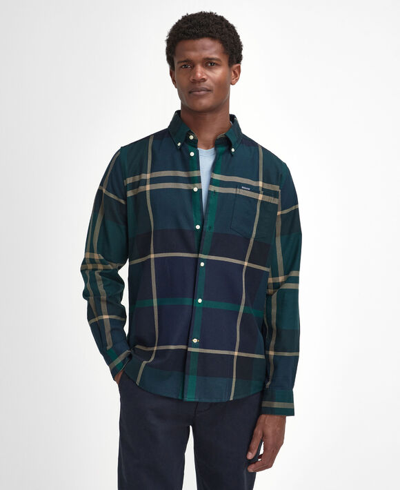 Barbour Dunoon Tailored LS Shirt: Green Loch