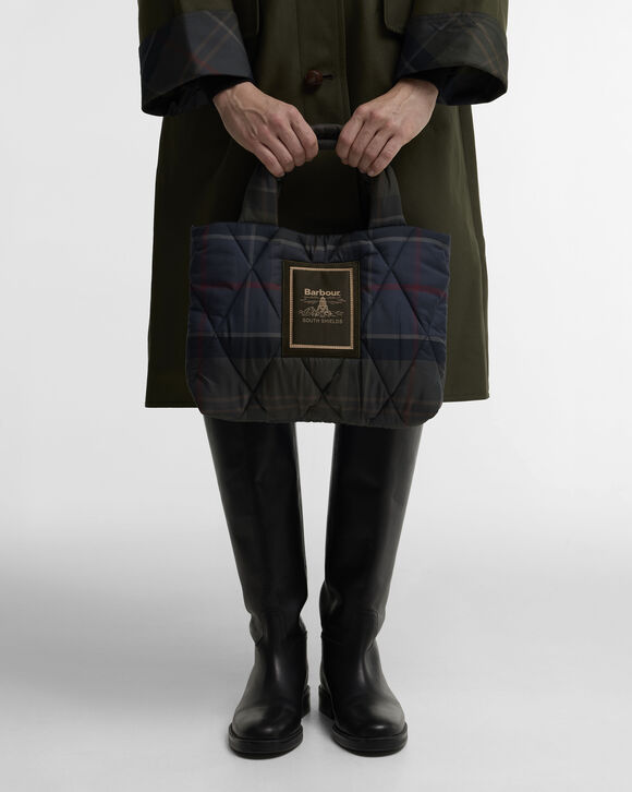 Barbour Tartan Arlene Quilted Tote: Shadow Muted Tartan