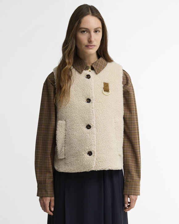 Barbour Bowes Fleece Gilet: Ecru