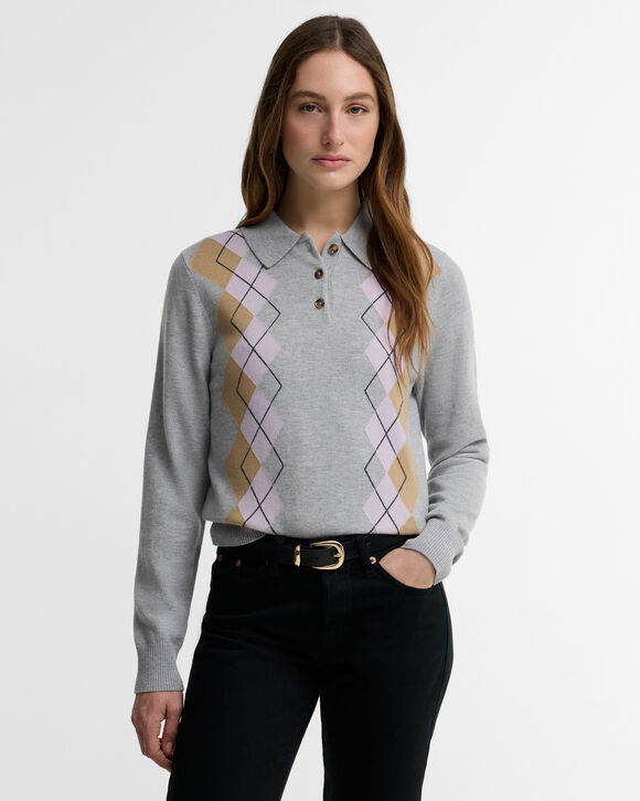 Barbour Fawne Knit: Grey Muted Tartan
