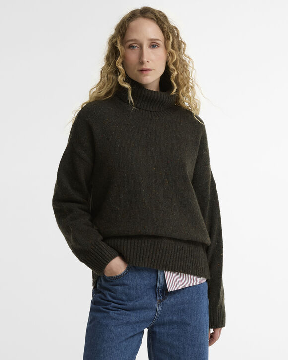 Barbour Stanford Fleck Rollneck Wool Jumper: Olive