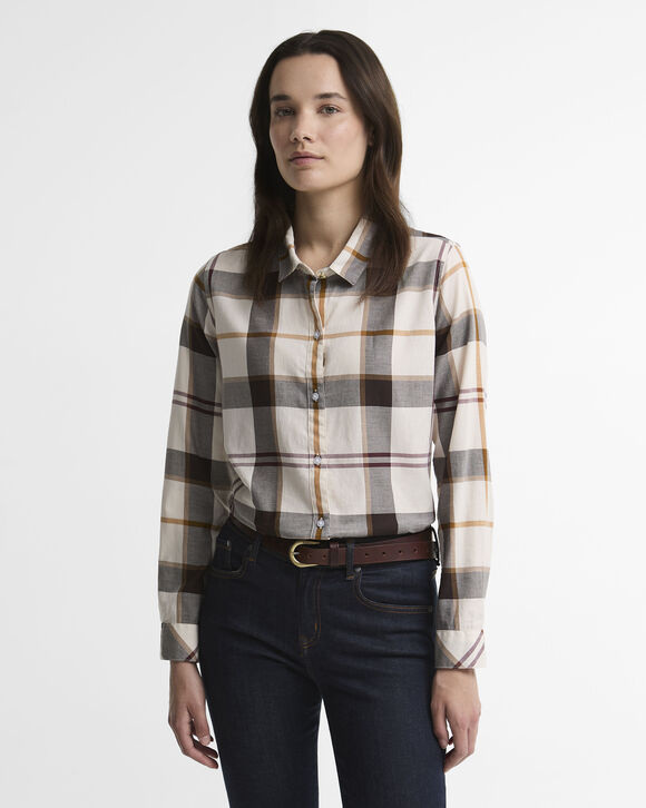 Barbour Moorland Shirt: Ecru Muted Tartan