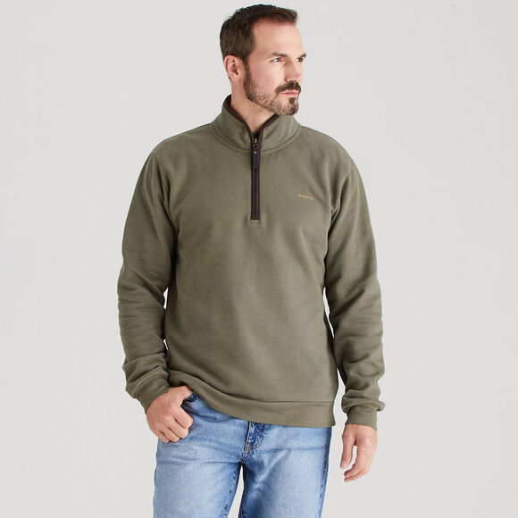 Ridgeline Mens Brancaster 1/4 Zip: Smokey Olive