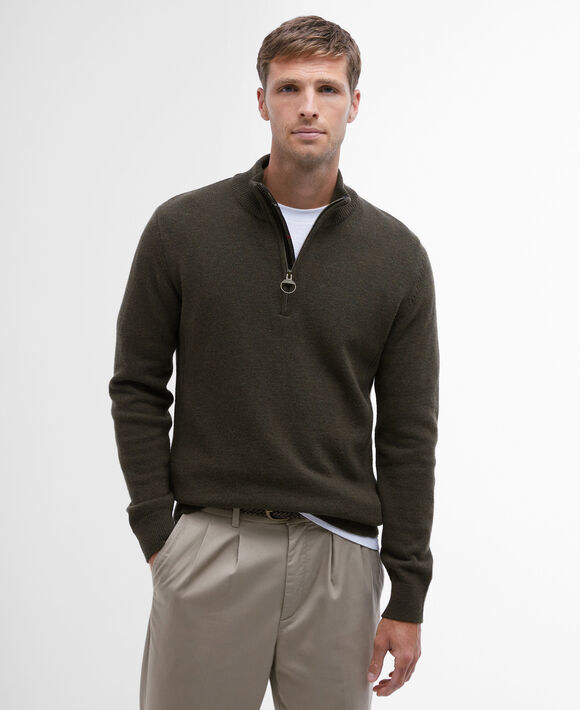 Barbour Holden Half Zip: Olive Marl