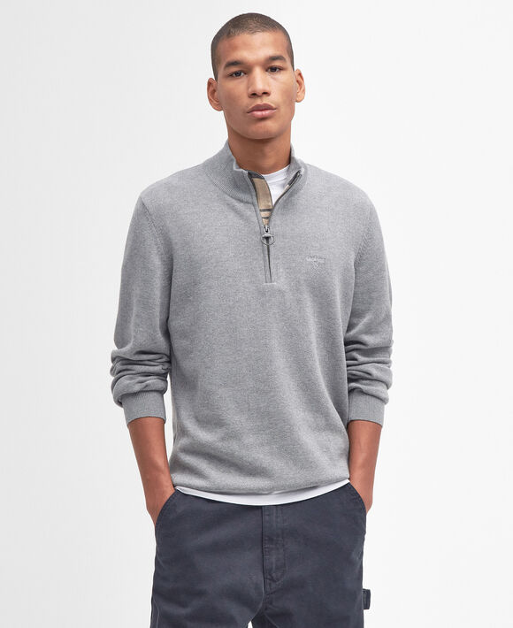 Barbour Cotton Half Zip Knit: Grey Marl