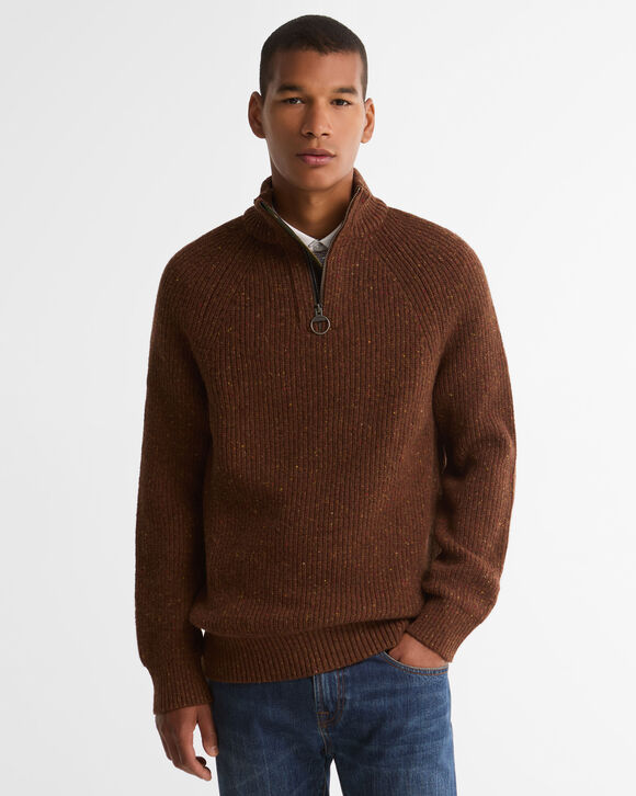 Barbour Essentials Half Zip Sweater: Bracken