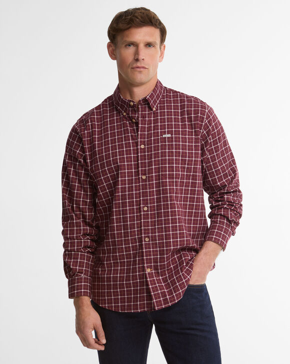 Barbour Bank Shirt: Dark Bordeaux