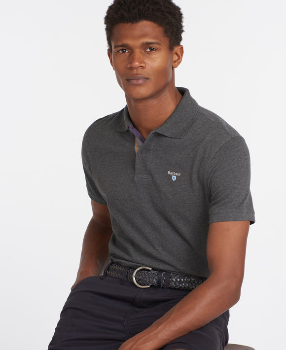 Barbour Tartan Pique Polo Shirt: Slate Marl