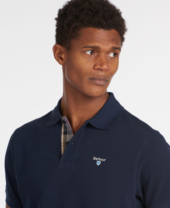 Barbour Tartan Pique Polo Shirt: New Navy