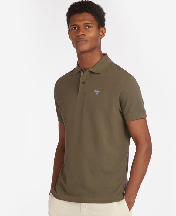 Barbour Tartan Pique Polo Shirt: Dark Olive