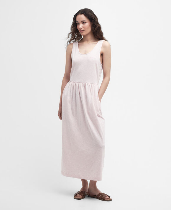 Barbour Woodford Midi Dress: Pink Lavander Stripe