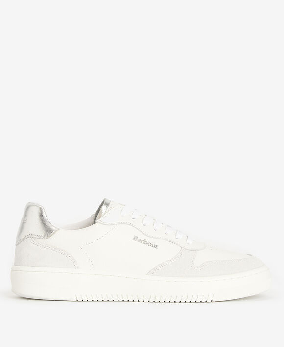 Barbour Celeste Trainers: White Silver