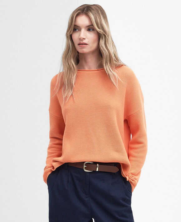 Barbour Marine Knitted Jumper: Apricot Crush