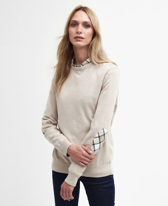 Barbour Lavender Knitted Crew Neck Jumper: Sand