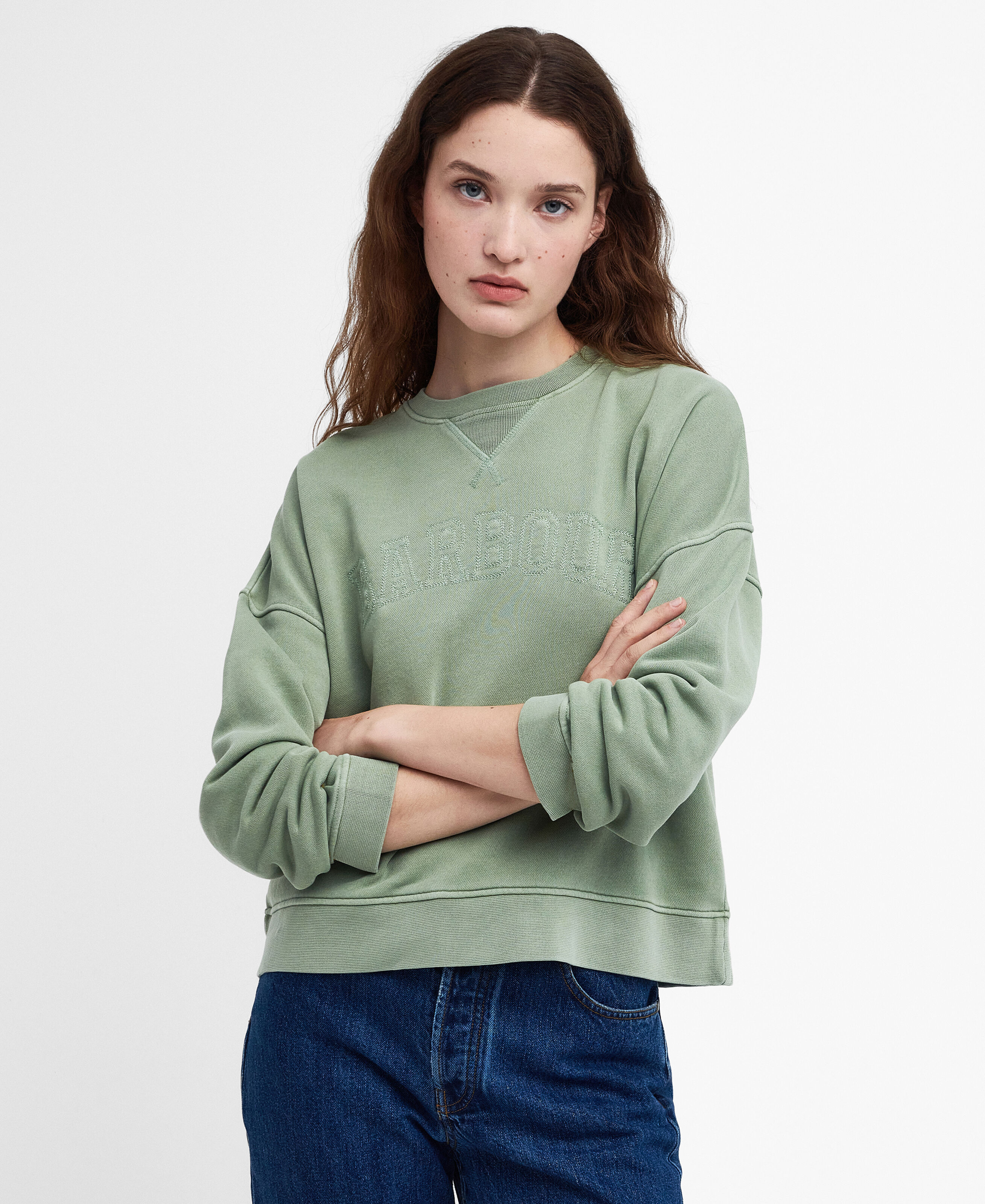 Barbour Sandgate Crew Neck Sweatshirt Nephrite Green