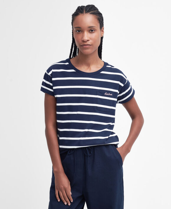 Barbour Otterburn Striped Tee: Navy/White Stripe