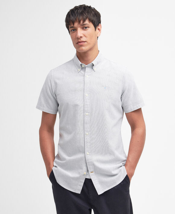 Barbour Oxford Striped S/S Shirt: Pale Sage