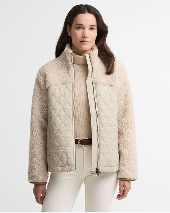 Barbour Ami Casual Fleece Jacket: Ecru