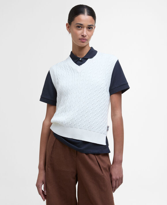 Barbour Hartland Sweater Vest: Cloud