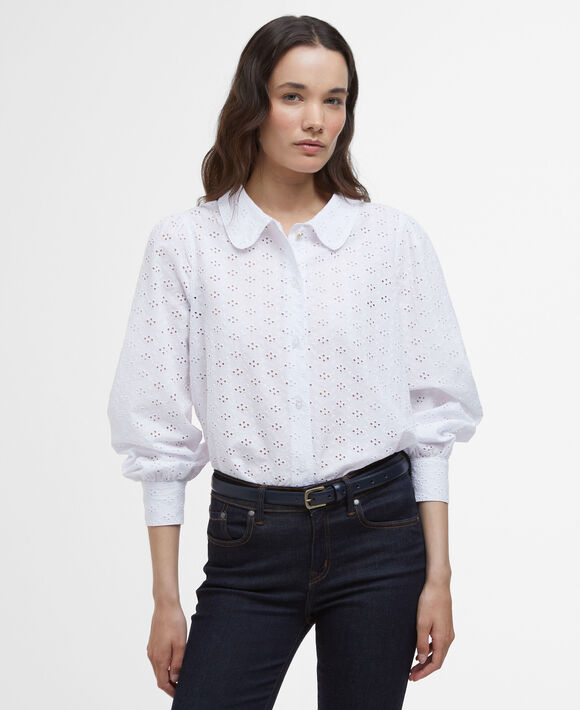 Barbour Arlo Relaxed Broderie Shirt: White