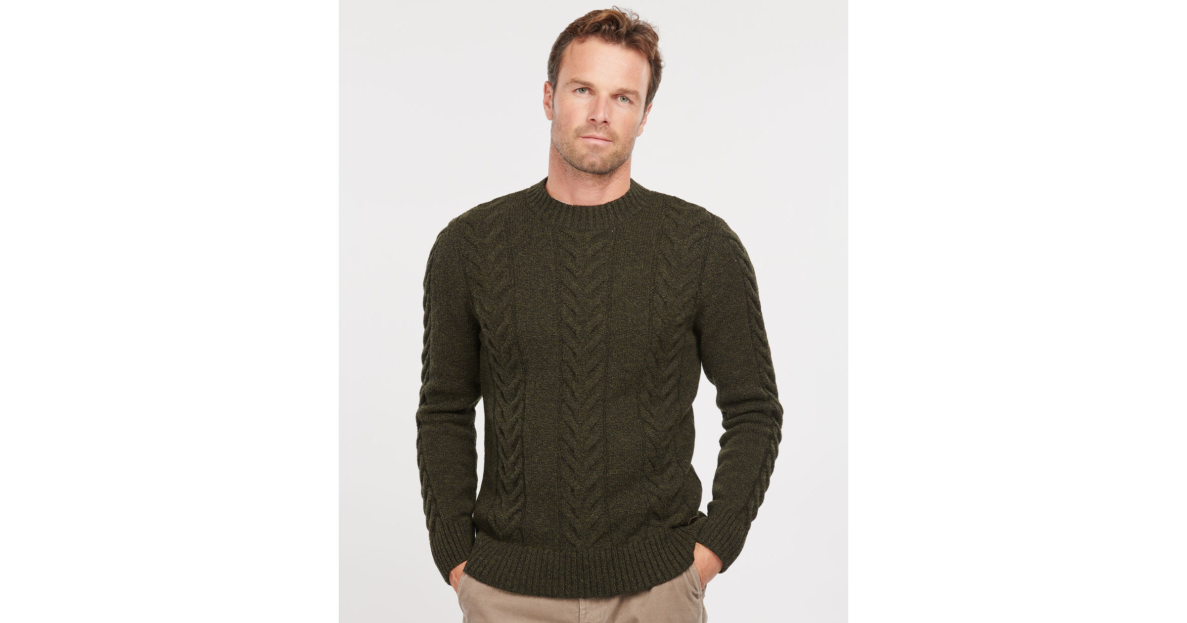 Cable Knit Jumper Barbour Sweater Olive Barbour Tomorrow's Archive