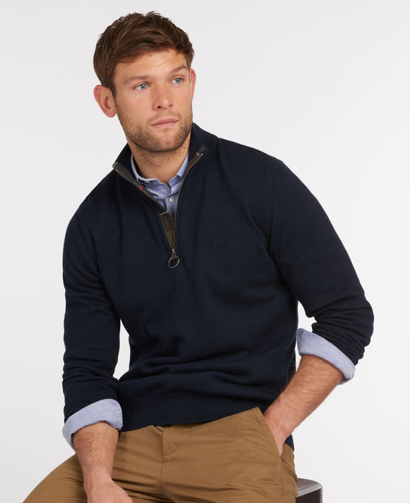 Barbour Cotton Half Zip Sweater: Navy