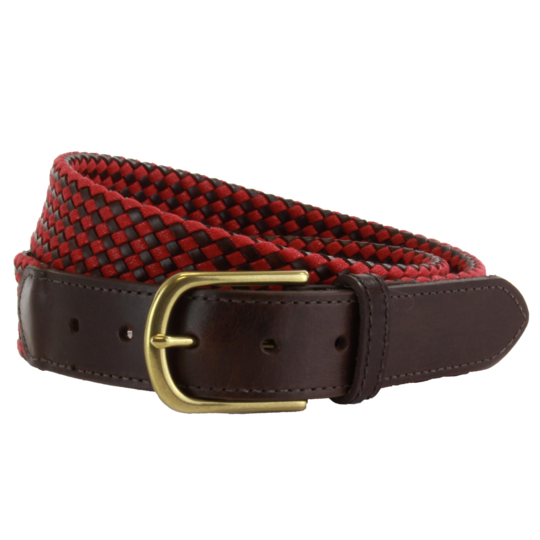 The British Belt Company Whitton Tubular Belt - Navy and Brown, Green and Tan, Red and Brown