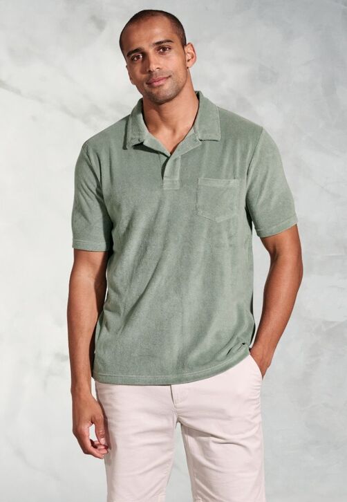 Brook Taverner Milton Terry Towelling Polo: Sage