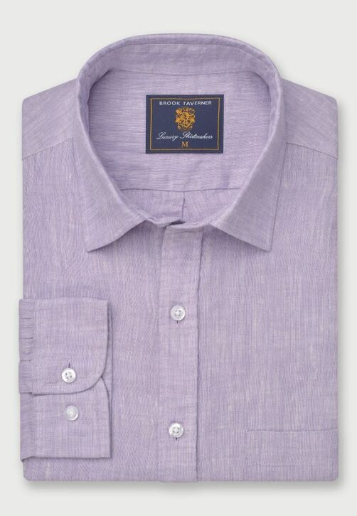 Brook Taverner Linen Shirt: Lilac