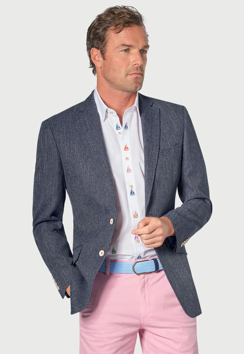 Brook Taverner Greig Textured Jacket: Mid Blue