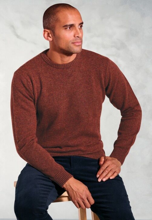 Brook Taverner Clarke Lambswool Crew: Rust