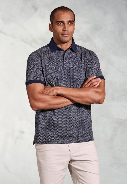 Brook Taverner Hiddleston Geometric Print: Navy