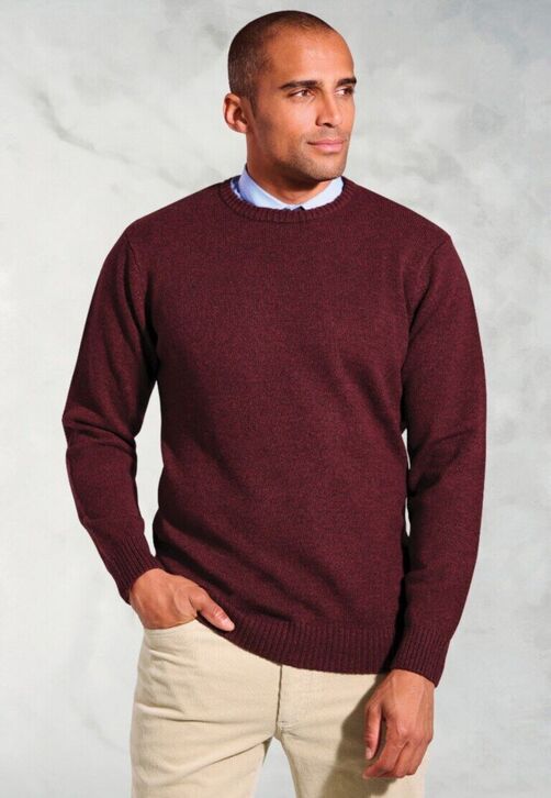 Brook Taverner Clarke Lambswool Crew: Burgundy