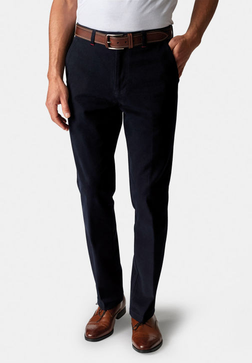 Brook Taverner Seychelles Tailored Fit Winter Weight Cotton Twill Trouser: Navy