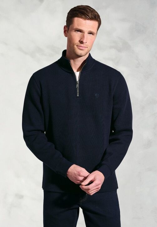 Brook Taverner Redgrave Zip Neck: Navy