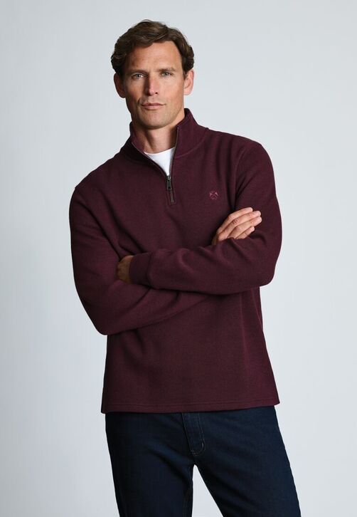 Brook Taverner Redgrave Zip Neck: Burgundy