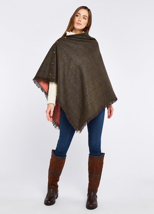 Dubarry Hazelwood Tweed Poncho: Hemlock