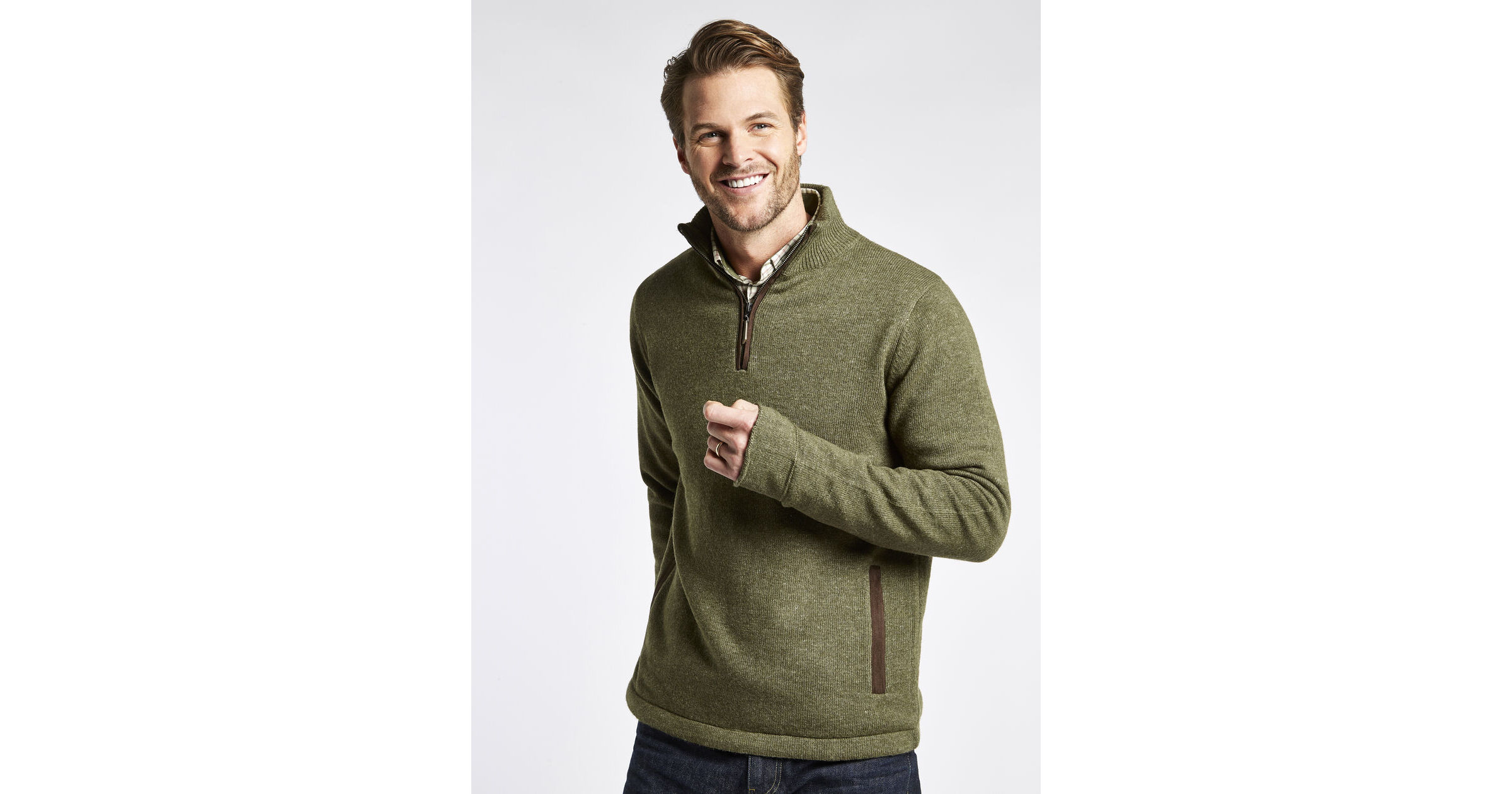 Feeney Dubarry Jumper Dubarry Feeney Zip Neck Sweater: Dusky Green