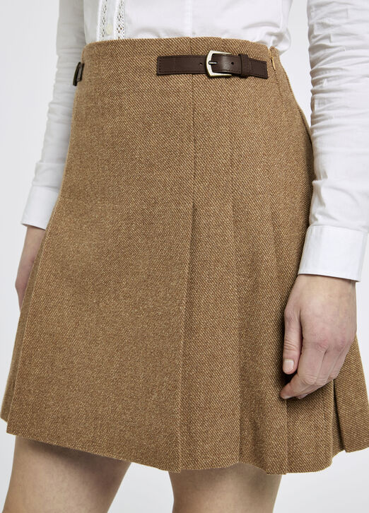 Dubarry Hornbeam Women's pleated tweed skirt: Camel Twill
