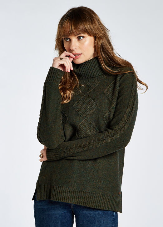 Dubarry Belleek Chunky Roll Neck: Olive
