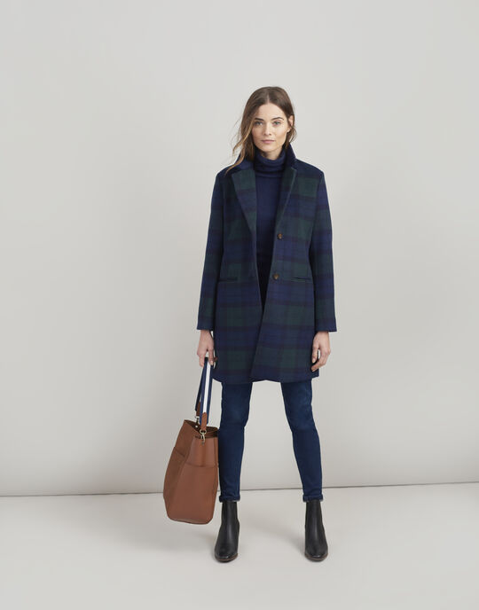 Joules Costello Check Wool Blend Coat