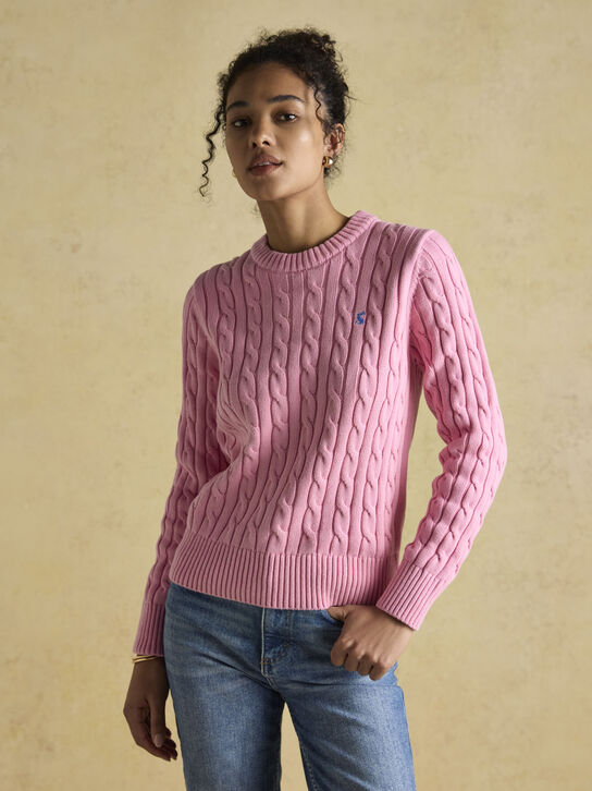 Joules Classic Cable Knit: Pink