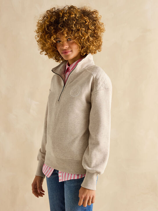 Joules Racquet Quarter Zip Jumper: Oat