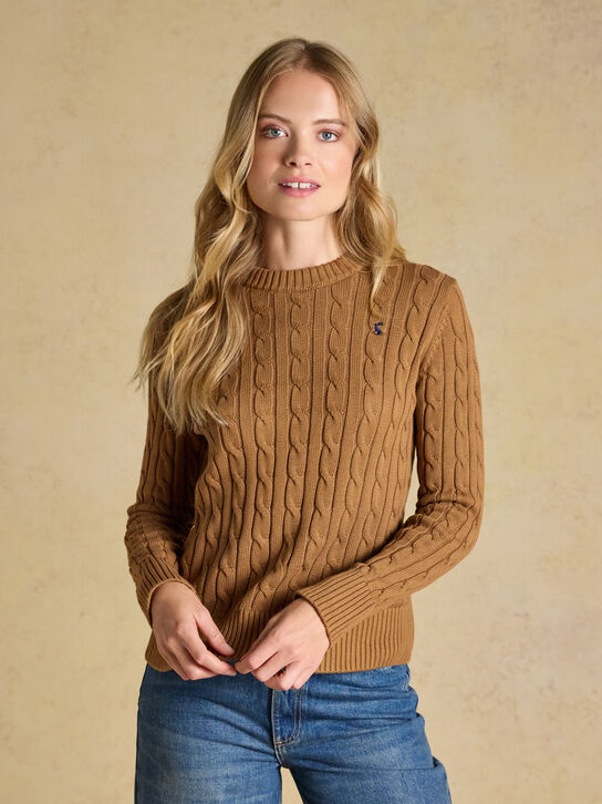 Joules Classic Cable Knit: Camel