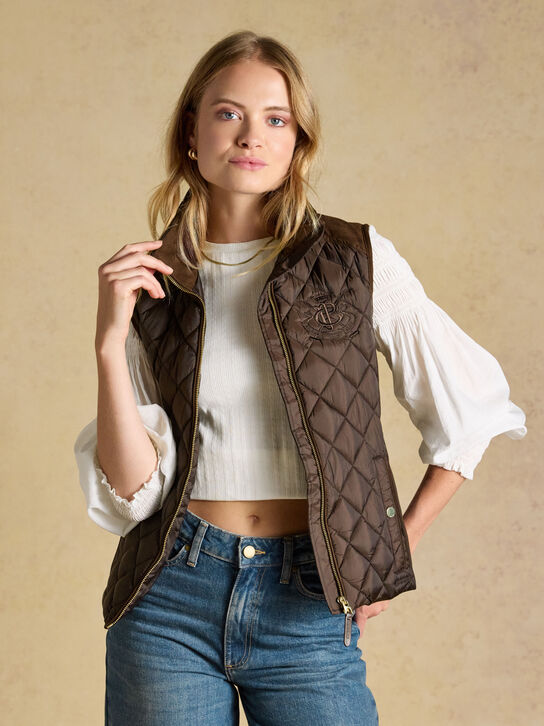 Joules Braemar Luxe Gilet: Chocolate