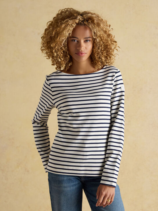 Joules Harbour Top: Cream/Navy