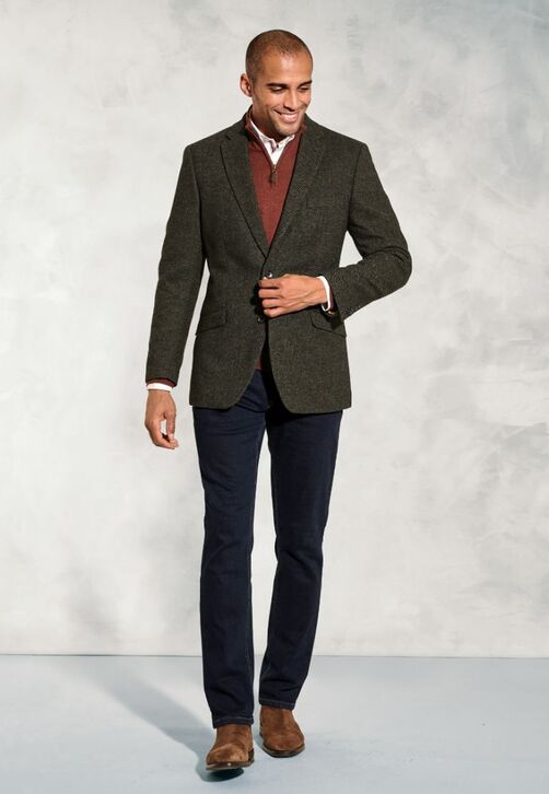 Brook Taverner Dee Herringbone Jacket: Khaki