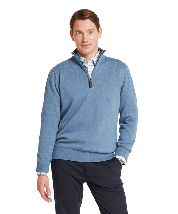 Schoffel Calton Cotton Cashmere 1/4 Zip: Lake Blue
