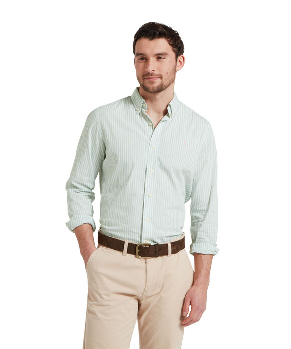Schoffel Holme Striped Shirt: Aqua Grey