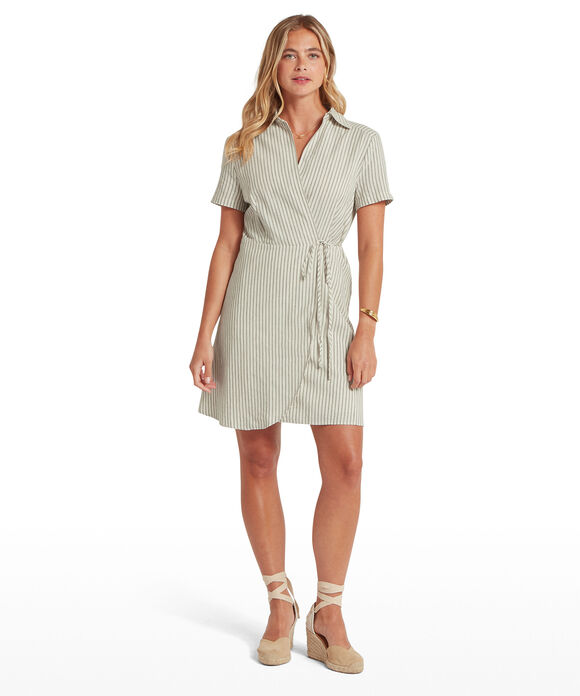Schoffel Fleur Linen Dress: Agave Green Stripe